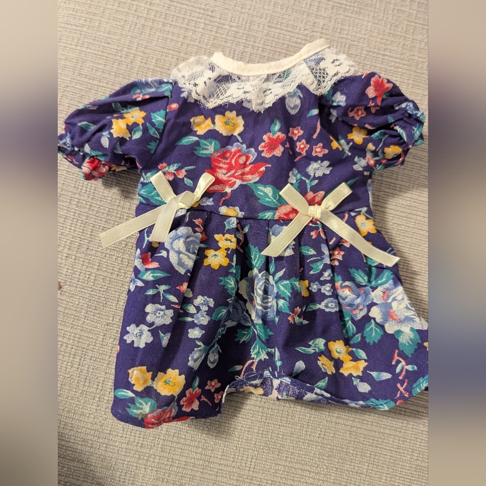 Floral Print Doll Dress with Lace Collar